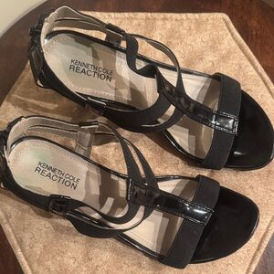 Kenneth Cole Reaction Black Patent Strappy Heels